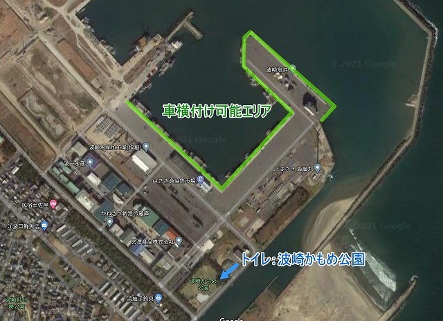 波崎新港の車横付け地図